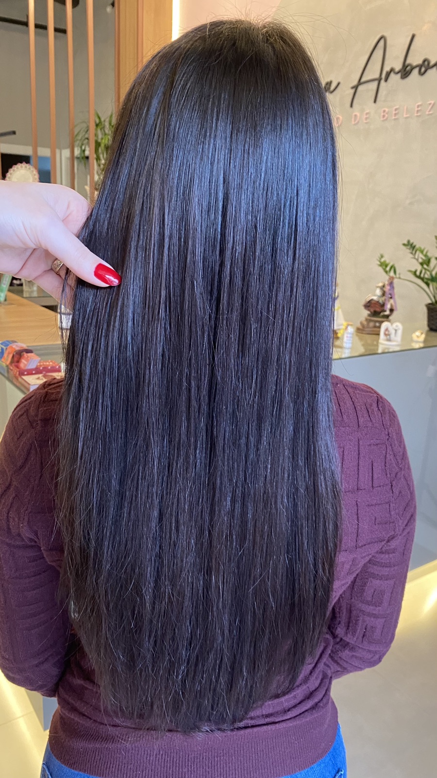 Registro de resultado de mechas realizado no Ana Arboit Espaço de Beleza